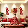 Conjunto de decoração de quarto de casamento para recém-casados, sala de estar de casamento, quarto, casa nova, guirlanda, parede de fundo do sofá, decorações de personagens felizes