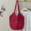 Verão Popular Novo Estilo Bolsa Feminina Tecida Bolsa Portátil Tecida Bolsa de Ombro Fashion Estilosa Bolsa de Rede Viagem à Beira-Mar Tecido de Palha