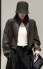 Jaqueta de couro PU curta de gola alta, estilo doce e cool de alta qualidade para mulheres, novidade outono 2026, jaqueta de couro biker casual solta com cordão