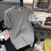 Waffle Short-sleeved Sweater Homens Nova Texturizada Slim-fit Solid Color T-shirt Trendy All-match Meia manga Top