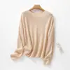 Suéter de Punto Hueco con Cuello Redondo de Seda y Cachemira, Nuevo Estilo Otoño/Invierno 2026, Manga Larga, Camiseta Base Suelta para Mujer