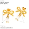 Pendientes de Aro de Acero Inoxidable Europeos y Americanos para Mujer, Pendientes de Circonita de Alta Gama, Pendientes de Acero de Titanio, Joyería Transfronteriza Chapada en Oro al por Mayor