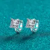 Pendientes Xindeyi S925 de Plata de Ley con Moissanita para Mujer, Pendientes Cuadrados, Simples, de Alta Gama, Versátiles para el Día a Día, Regalos