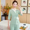 Centro de Maternidad Ropa de Trabajo para Niñera Club SPA Centro de Salud de Medicina Tradicional China Conjunto de Manga Media Ropa de Trabajo Uniforme de Técnica de Belleza Mujeres