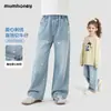 Calça Infantil 2026 Primavera Nova Estilosa Casual de Perna Larga para Crianças Maiores, Jeans Tendência de Primavera e Outono Infantil
