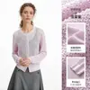 Cardigan de Punto para Mujer Hecho a Medida en la Fábrica de Origen, Estilo Old Money Europeo y Americano, Delgado de Verano, Calado, Cuello Redondo, Manga Larga, Cubre-Sol Protector