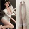 Falda Morada Sexy de Encaje para Discoteca Ajustada al Cuerpo Lencería Sexy Push-Up Traje de Juego de Secretaria Ol No Necesita Quitarse Camisa de Tentación