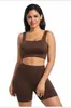 Conjunto de Yoga Popular Transfronteiriço com Lindo Design nas Costas, Conjunto de Duas Peças com Top Confortável e Respirável Levanta Bumbum e Shorts para Mulheres [Processamento Personalizado]