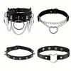 4 peças de gargantilha de coração oco corrente para clavícula feminina conjunto de gargantilhas de couro PU preto gargantilha gótica clássica