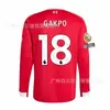 Versão Jogador 2526 Liverpool Pu Uniforme de Futebol Casa e Fora de Manga Longa Wirtz Van Dijk Salah Rota