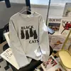 Camiseta de Manga Corta Bestseller de Almacén Lightning Manga Larga Mujer Otoño Invierno 2026 Holgada Gato Versátil Top de Pareja Comercio Exterior Transfronterizo