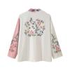2025 Otoño Nuevo Moda Callejera Europea y Americana para Mujer Camisa Larga Bordada con Flor de Algodón W028 6987