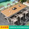 Mesa y Silla de Exterior Patio Jardín Terraza Exterior Balcón Nórdico Creativo Ocio Combinación de Mesa y Silla Retráctil para Varias Personas