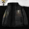 Ropa de Algodón Cálida a Prueba de Viento de Venta Caliente Transfronteriza para Hombre Otoño e Invierno Nueva Ropa de Algodón con Corduroy y Combinación de Colores Cuello Alto Ropa para Pareja