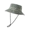 Sombrero de Pescador de Mezclilla Desgastada de Verano con Cordón para Mujer, Estilo Campamento al Aire Libre y Sombrero de Montañismo para Hombre, Sombrero de Protección Solar al Aire Libre