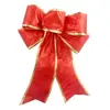 Pingente de Laço Grande Vermelho e Dourado de Natal 25cm Decoração de Árvore de Natal Arranjo Enfeites Pendurados Suprimentos de Laço de Natal