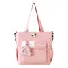 Bolsa para Mensalidade, Bolsa de Ombro de Grande Capacidade para Aulas, Mochila Transversal Estilo Coreano para Jovens, Bolsa Tote de Nylon com Cor Contrastante para Aulas de Reforço