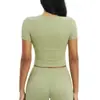 Nueva Camiseta Deportiva de Yoga de Manga Corta con Cuello Abierto, Sensación de Segunda Piel, Ajustada, para Fitness, Running, Deporte 2539