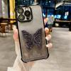 Adequado para Capa de Celular com Suporte Borboleta Apple 17Pro, Capa Protetora Espacial Iphone18 Galvanizada Antichoque nos Quatro Cantos