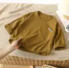 Blusa Lisa Estilo Coreano Infantil 2025 Novo Modelo Primavera Meninos e Meninas Simples Solta Manga Longa Térmica