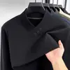 Moletom masculino com gola V para comércio exterior transfronteiriço, blusa base térmica casual de manga longa lisa para primavera e outono, roupas masculinas para pais
