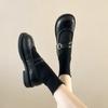Sapatos femininos de couro com plataforma e bico redondo, novos, primavera e verão, 2025, estilo francês, retrô, estilo britânico, japonês, JK, sapatos Mary Jane