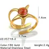 Anillo Popular Europeo y Americano de Acero Inoxidable y Piedra Natural, No se Desvanece, Retro, Lujo Ligero, Gama Alta, Anillo Abierto de Acero de Titanio Transfronterizo