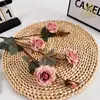 Flores Artificiais Personalizadas com 6 Cabeças de Flores de Rosa, Flores para Decoração de Casa, Arranjos de Flores para Casamento, Fabricante de Adereços para Fotografia