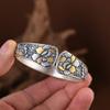Pulsera Rey Ciervo Dorado Plata Pura 999 Elegante Estilo Chino Hecha a Mano Incrustada en Oro Flor de Peonía Auspiciosa Pulsera Étnica para Mujer