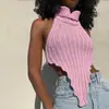 Suéter de Tricô Irregular sem Costas Primavera/Verão 2025 Transfronteiriço Amazon para Mulheres, Pode Ser Usado por Fora, Elegante e Estiloso