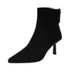 Botines Nuevos Otoño/Invierno 2026 Estilo Europeo y Americano Tacón Delgado Punta Fina para Mujer, Botas de Tacón Alto Ante Cierre Trasero Tallas Grandes para Mujer