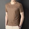 Ventas Directas de Fábrica Verano Seda de Hielo Talla Grande Camiseta de Manga Corta para Hombre Fresca Transpirable Cuello Redondo de Alta Gama Top Fresco de Media Manga