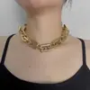 Joias Transfronteiriças Europeias e Americanas Moda Retrô Exagerado Metal CCB Colar Curto Feminino Retro Punk Colar para Clavícula
