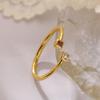 Aogu Anillo Geométrico Simple Transfronterizo Europeo y Americano Cobre Chapado Oro Real Zircón para Mujer Ins Nicho Elegante Versátil Anillo Nuevo
