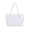 Bolsa Casual para Deslocamento de Grande Capacidade Feminina 2025 Nova Moda Estudante Universitário Aula Ombro Listrada Bordado Bolsa Tote