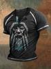 Camiseta con estampado digital para hombre, estilo europeo y americano, con estampado náutico, cuello redondo y 7 hebillas, informal, de manga corta.