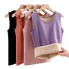Chaleco Cálido Grueso Forrado de Polar para Mujer Otoño Invierno Ropa Interior de Una Pieza Lana de Cordero Generador de Calor Ropa Interior Base Sin Costuras Dropshipping