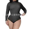 Comercio exterior Otoño e Invierno Sin almohadilla para el pecho Moldeador de cuerpo fuerte Cuello medio-alto Manga larga Mono ajustado Levantamiento de abdomen Levantamiento de cadera Ropa interior y exterior para mujer