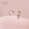 Pendientes de Plata S925 Estilo K Simples y Compactos con Microincrustaciones de Diamante para Mujer Orejas Pequeñas Dulces Pendientes Elegantes G0733