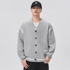 Ropa para Hombre Fengshe / Suéter Cardigan para Hombre Otoño e Invierno Nuevo Bloque de Color Cuello en V Tejido Suéter Estilo Retro Japonés Holgado Estilo Pareja
