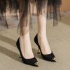 9333-1 Zapatos de Tacón Alto para Mujer Puntera Metálica Gamuza Tacón de Aguja Zapatos para Ir al Trabajo Zapatos Profesionales Estilo Diario Blanco Francés Gama Alta