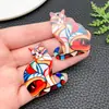 Pingentes da Série de Animais Pintados Multicor em Acrílico Padrão de Mosaico Color Block Splicing Enfeites Pendurados DIY Acessórios