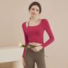 Ropa de Yoga para Mujer Primavera Nuevo Estilo con Almohadilla en el Pecho Tops Deportivos de Manga Larga para Correr Ropa Profesional de Entrenamiento de Pilates Fitness