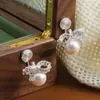 Pendientes de Lazo Coreanos, Elegantes Pendientes de Perlas, Pendientes Perforados de Alta Gama para Mujer, Pendientes Únicos de Lujo Accesible