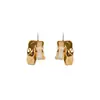 Pendientes de Plata de Ley S925 con Aguja, Concha Natural, Forma de C, Doble Línea, Pendientes a Cuadros de Sentido Avanzado, Diseño de Nicho, Pendientes de Lujo Ligero