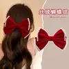 Pinza de Resorte con Lazo de Terciopelo Estilo Navideño Pasador Decorativo con Perla y Pedrería Pinza para el Cabello Dulce de Princesa Tocado de Novia