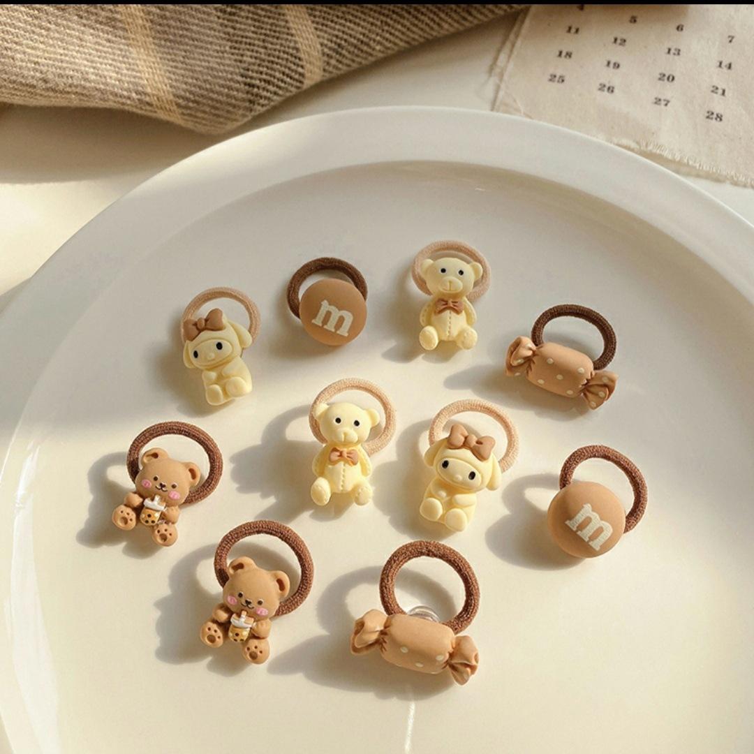 10件套~咖色儿童皮筋