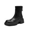 Estilo Coreano Moda Simple Commuter Fondo Grueso Tacón Alto Botas Delgadas Otoño e Invierno 2024 Tacón Grueso Punta Redonda Elásticas Hasta la Rodilla para Mujer