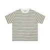 Savagebase Camiseta Casual de Estilo Japonés Nicho de Color Bloque Jacquard Rayado Verano Simple Versátil Manga Corta Modelo Liso