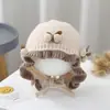 Bonitos y adorables gorros de otoño e invierno para niños, con diseño de poner, material de punto y una serie de dibujos animados, que brindan abrigo y protección para los oídos para bebés y niños pequeños.